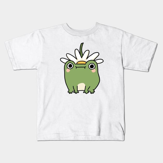 Frog with flower hat Kids T-Shirt by Nikamii